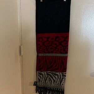 NWT Pashmina Black and Red Animal Print Scarf. #luxury#animalprint # maximalist